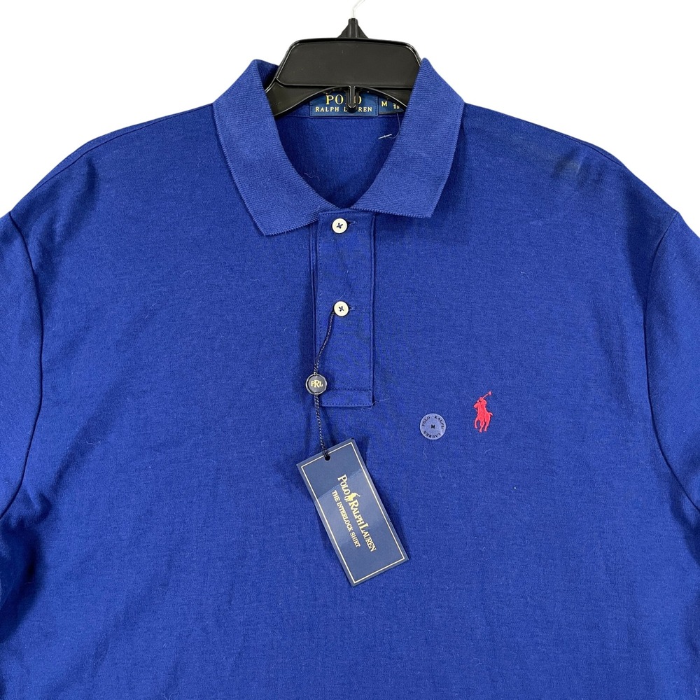 Polo Ralph Lauren Interlock Polo Shirt Mens M Royal Blue Red Pony Classic Fit